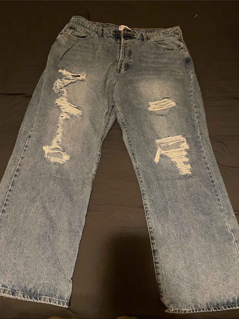 Fashion Nova Distressed Light Blue Denim Jeans